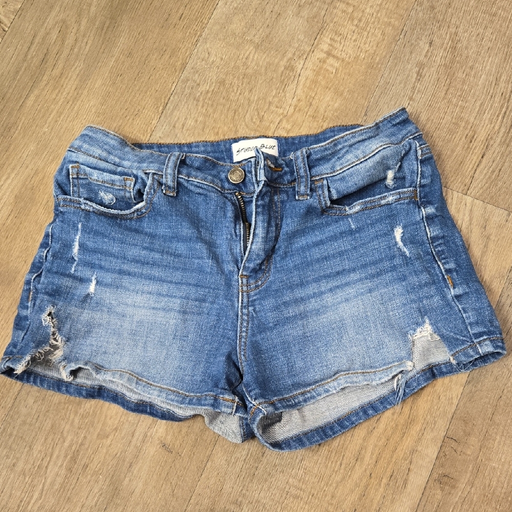 Studio Blue Distressed Blue Jean Shorts